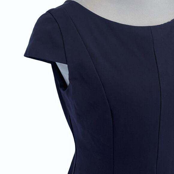 Shoshanna Navy Fit & Flare Dress Womens XS Blue Cap Sleeve Minimalist Capsule - Picture 3 of 9